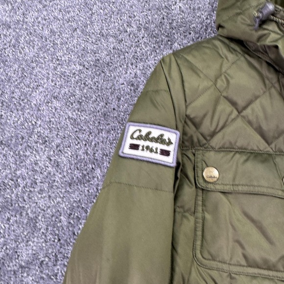 Cabela's Jacket Womens Large Green Down Puffer Hooded Full Zip Outdoor Winter - Picture 8 of 15
